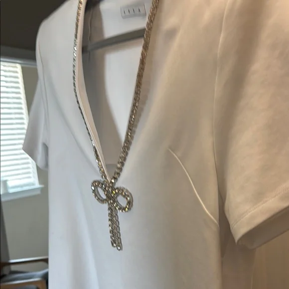 AREA White Dress with Crystal Detail - Picture 9 of 12